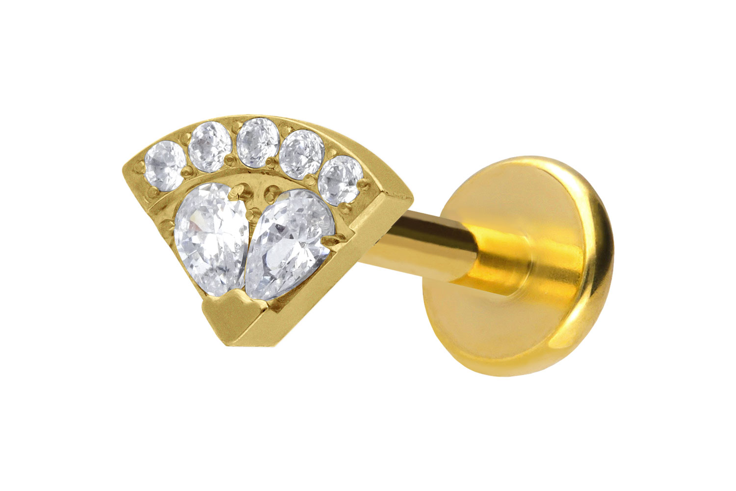 Titan Labret Piercing mit Push Fit KRISTALLFÄCHER